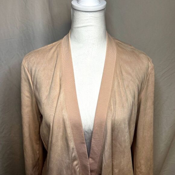 Peck & Peck Pink Suede Cardigan Sweater Open Front V Neck Womens Comfy - Picture 3 of 8